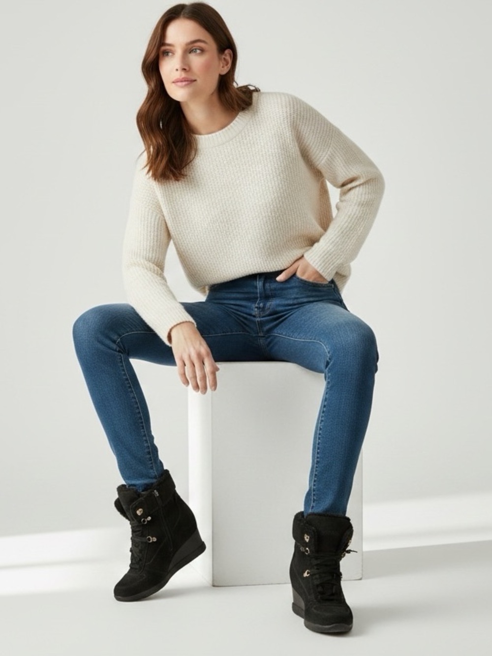NWOB / GeoX Elani Respira / Suede Wedge Sneakers / Sz 8